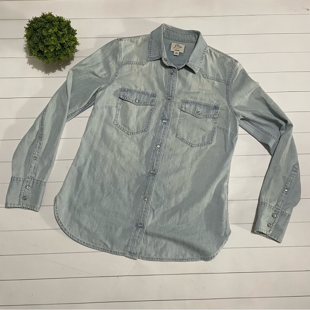 J. Crew Light Wash Denim Button-Down Shirt